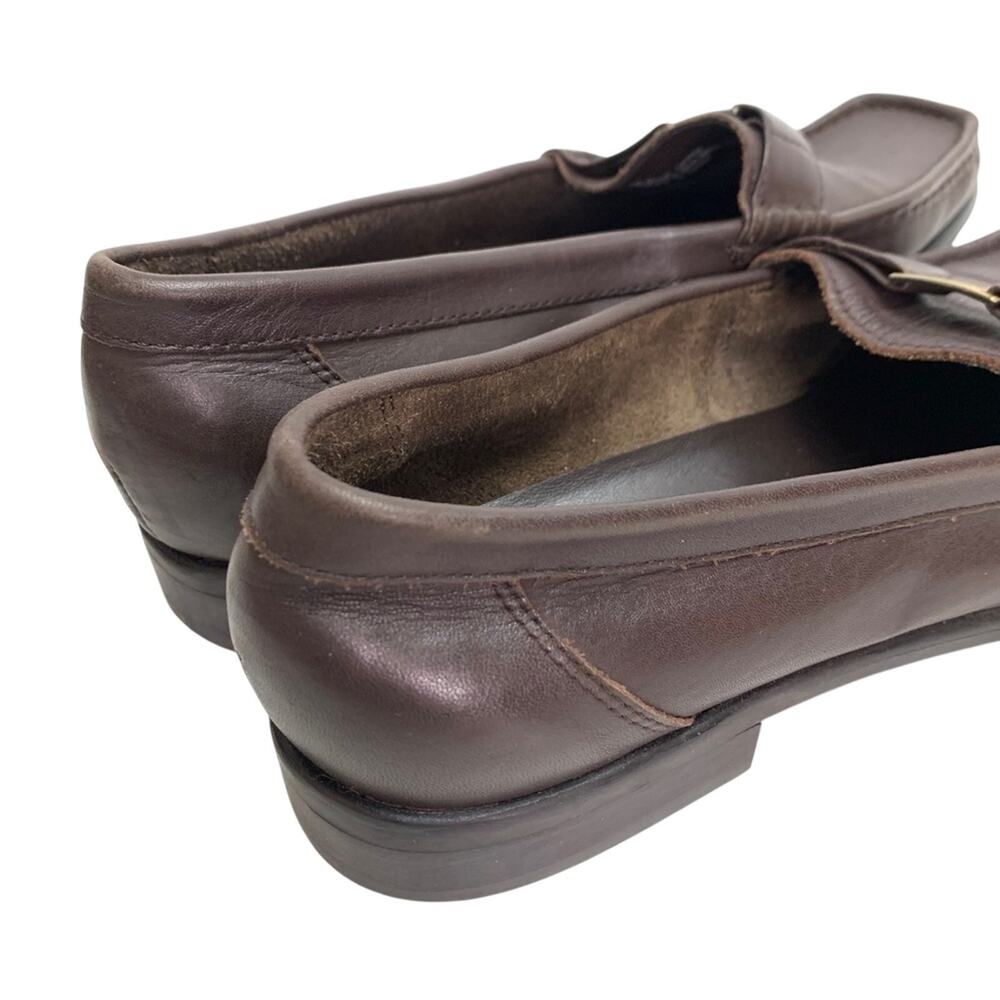 MARKON Womens Square Toe Brown Leather Loafers Flats ALPHA Slip On Shoes sz 10 - Picture 4 of 16